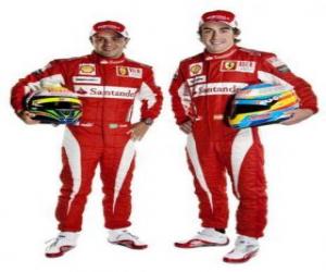 Puzzle Felipe Massa και Fernando Alonso οδηγοί της Ferrari